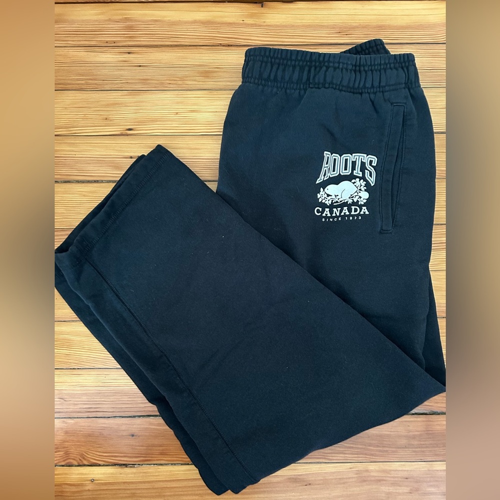 Roots Men’s Black Sweatpants with Logo